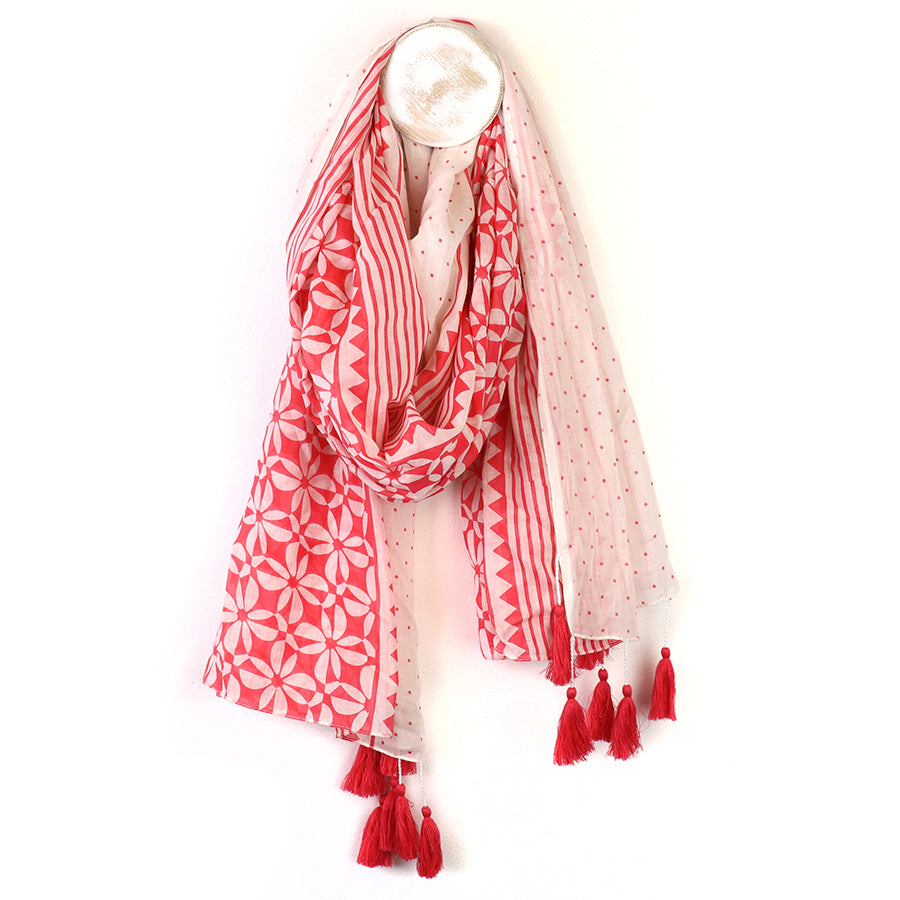 Coral Graphic Print Scarf