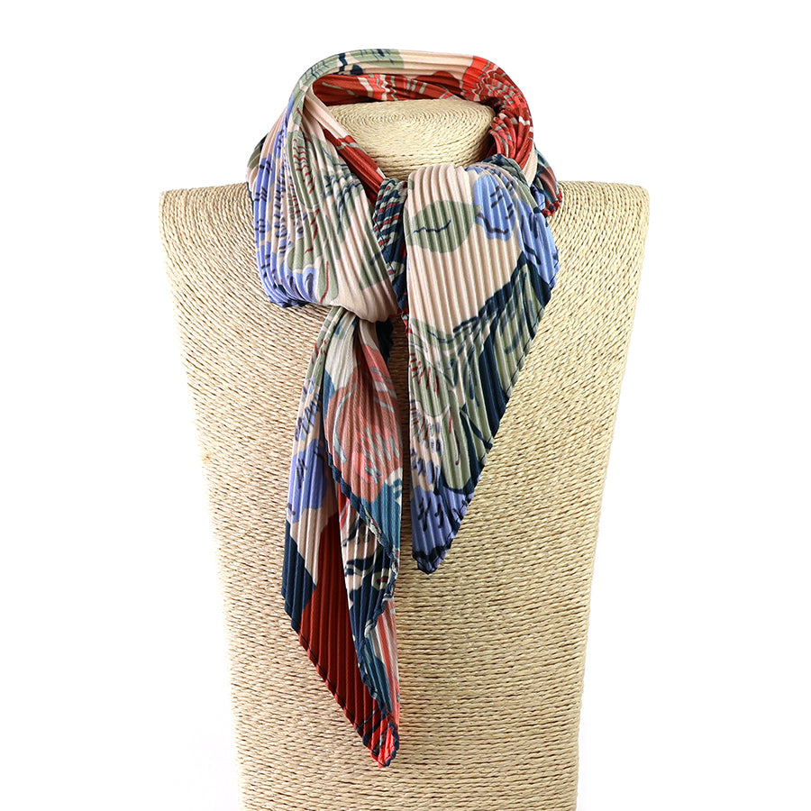 Red & Blue Floral Crinkle Neckerchief