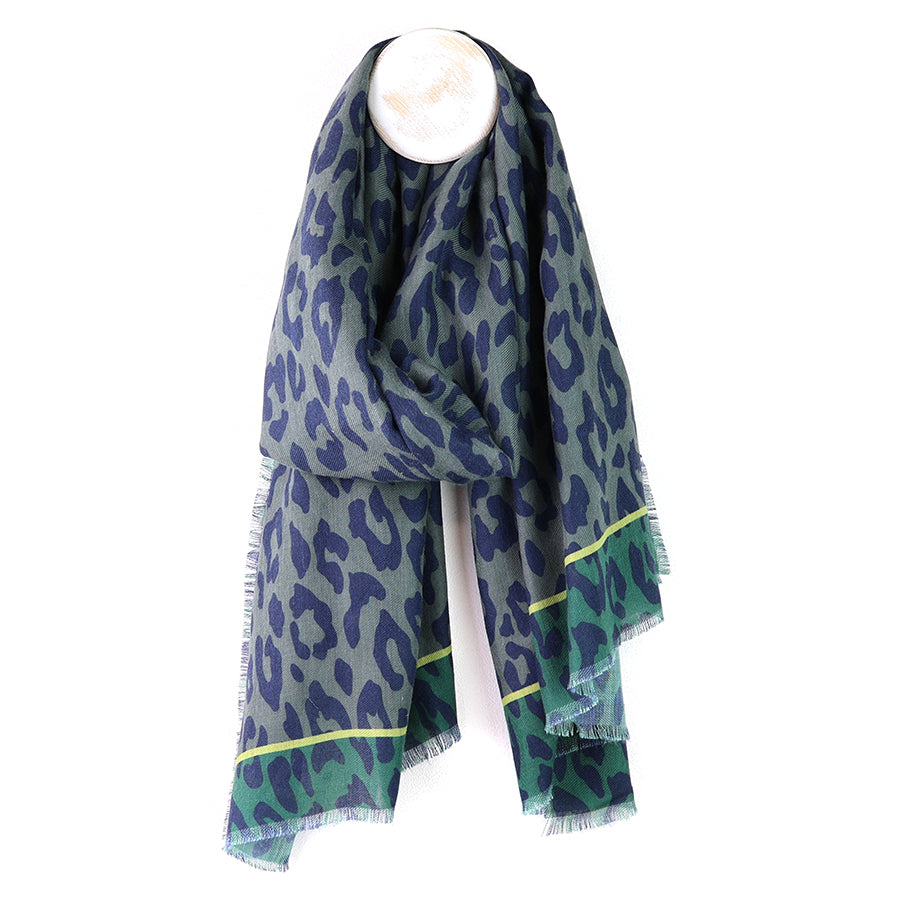 Green & Grey Animal Print Scarf
