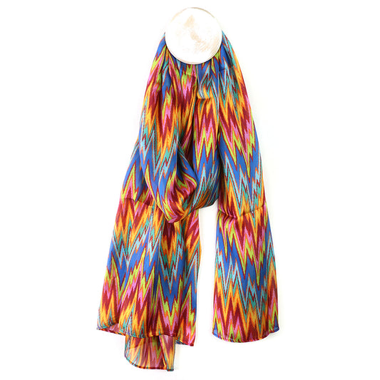 Red & Blue Mix Silky Print Scarf