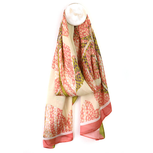 Peach & Lime Silky Print Scarf