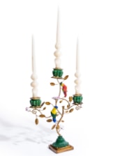 Antiqued Ornate Parrot & Branch Candle Holder