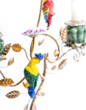 Antiqued Ornate Parrot & Branch Candle Holder