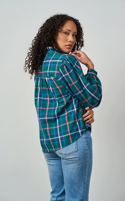 Beauly Plaid Cotton Blouse