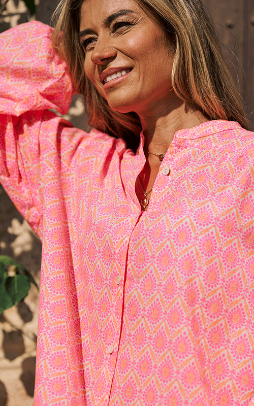 Bergerac Blouse - Neon Pink/Orange