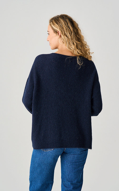 Bettina Long Alpaca Jumper, Navy