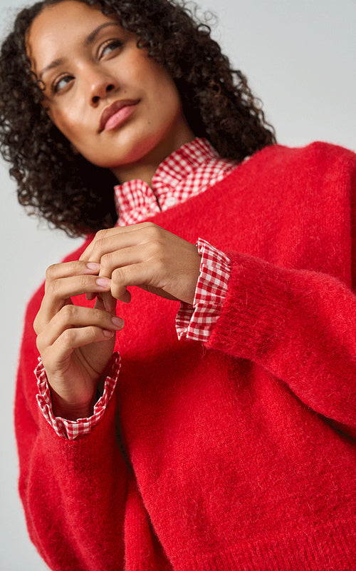Bettina Short Alpaca Jumper, Red