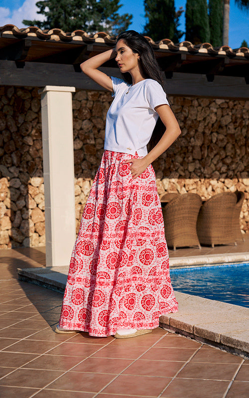 Venezia Maxi Skirt - Red