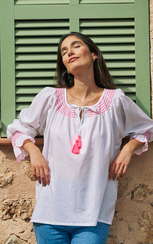 Villefranche Embroidered Blouse - Pink