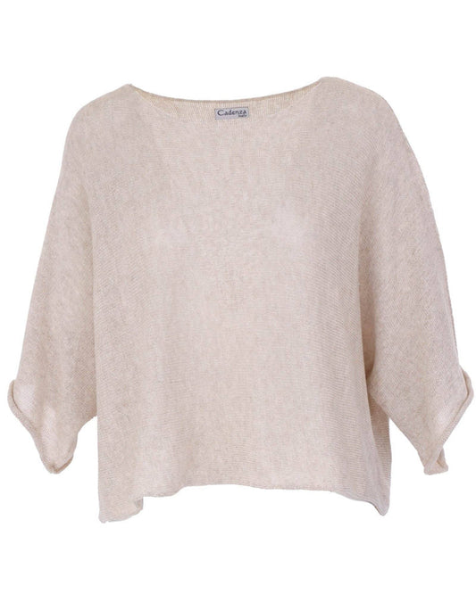 Cotton Blend Short Tunic Top - Sand