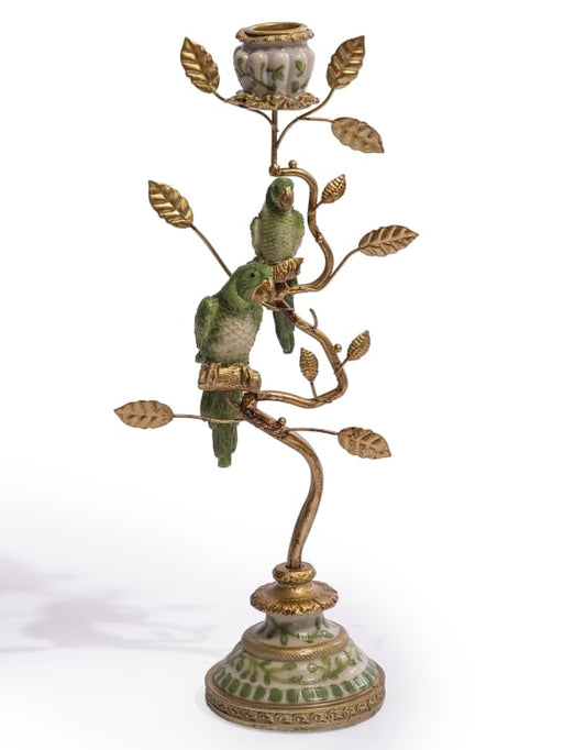 Antiqued Ornate Parrot Candle Holder