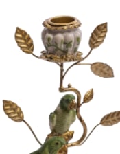 Antiqued Ornate Parrot Candle Holder