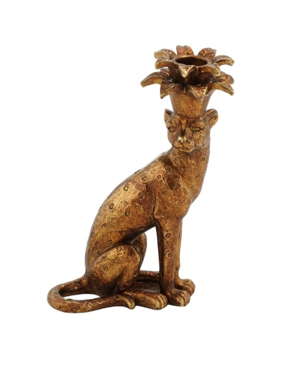 Prowling Leopard Candle Holder