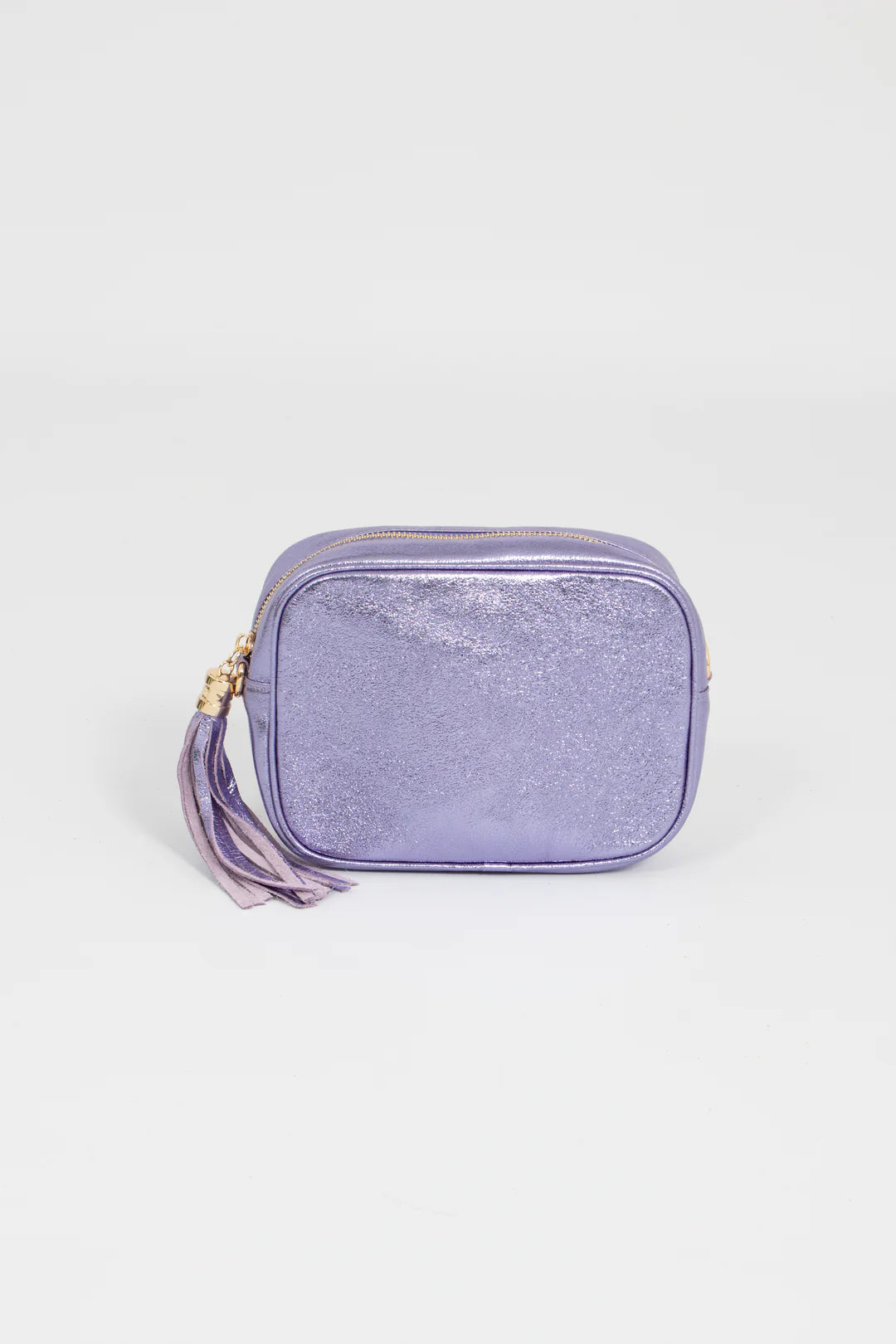 Beau Italian Leather Crossbody Bag - Metallic Lilac
