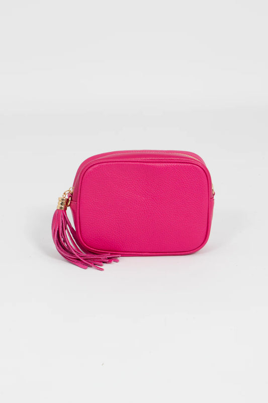 Beau Italian Leather Crossbody Bag - Raspberry