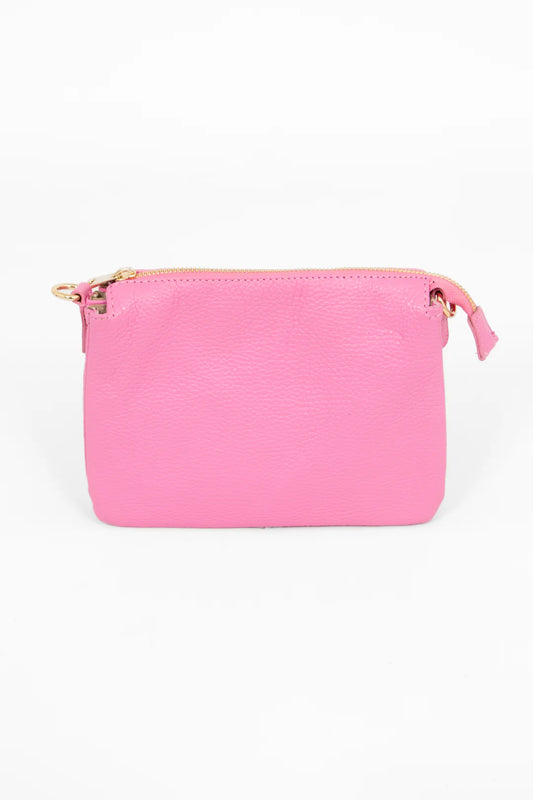 Gia Italian Leather Crossbody Bag - Hot Pink