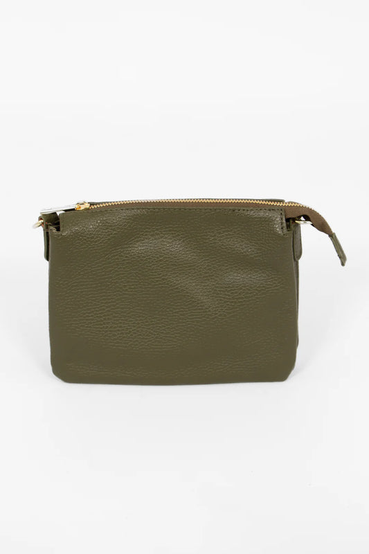 Gia Italian Leather Crossbody Bag - Khaki