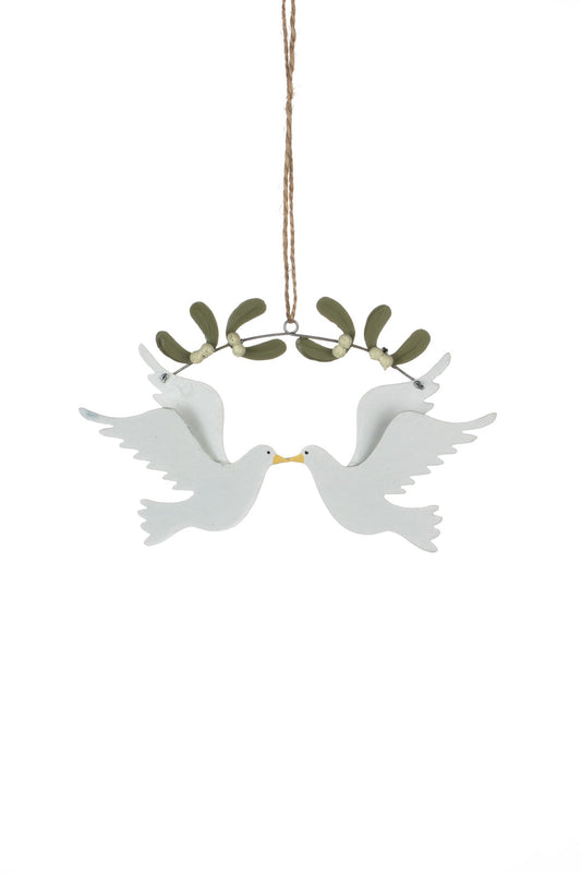Christmas Bauble - Doves & Mistletoe