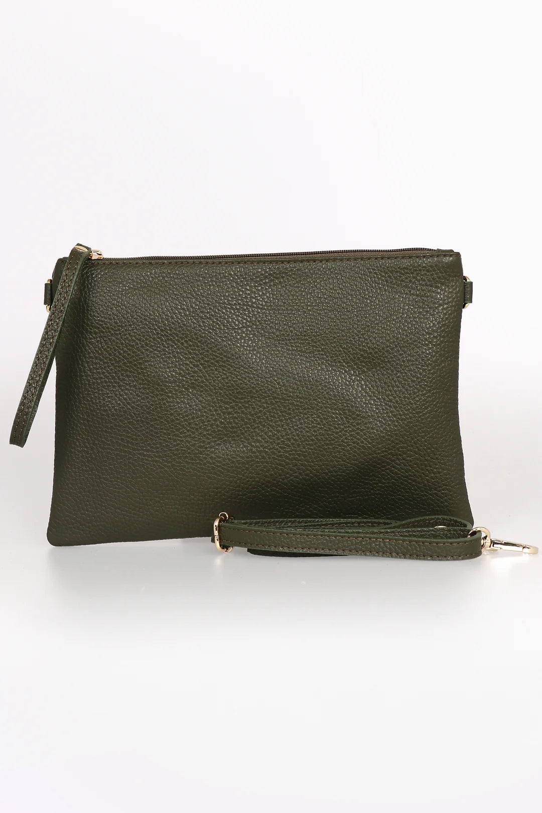 Jenna Italian Leather Bag - Khaki