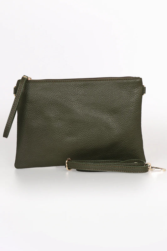 Jenna Italian Leather Bag - Khaki