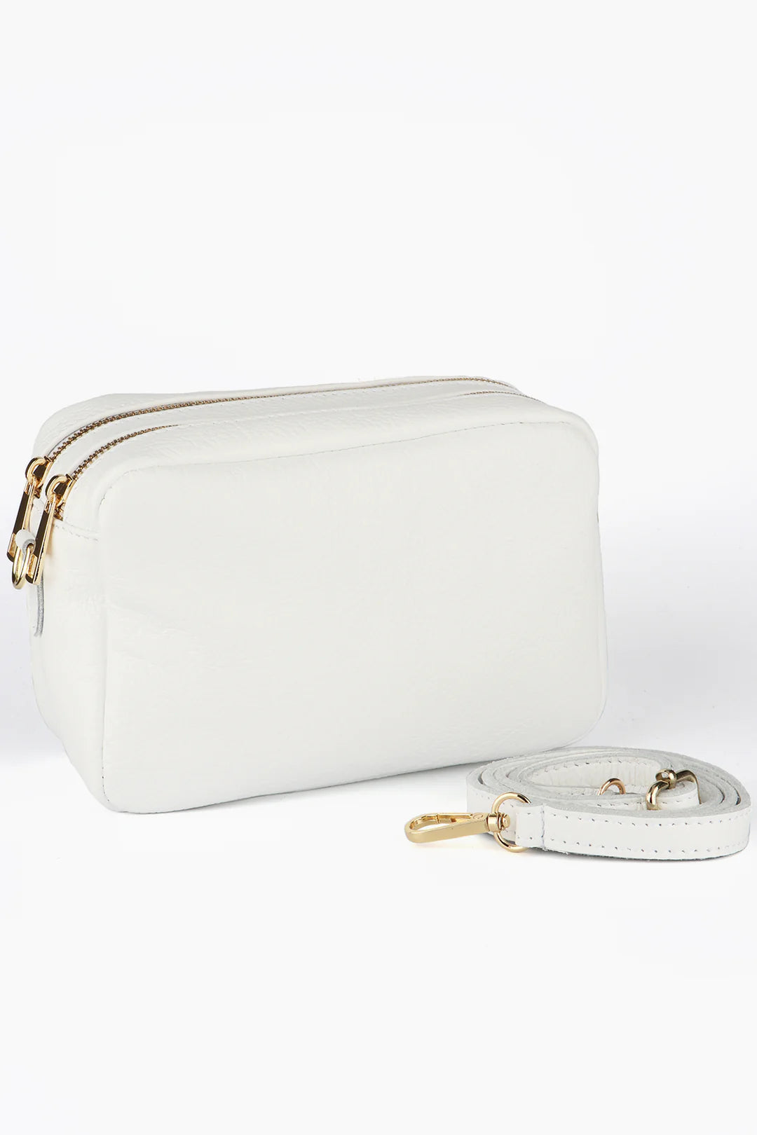Naomi Italian Leather Crossbody Bag - White