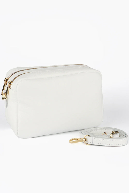 Naomi Italian Leather Crossbody Bag - White