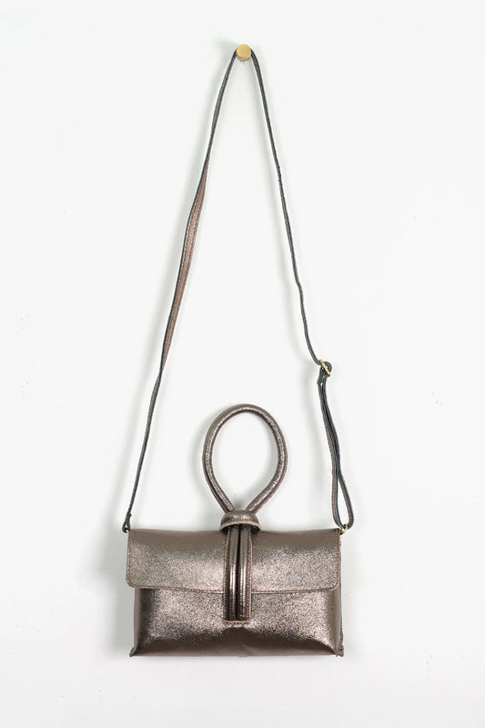 Trixie Italian Leather Bag - Metallic Gun Metal