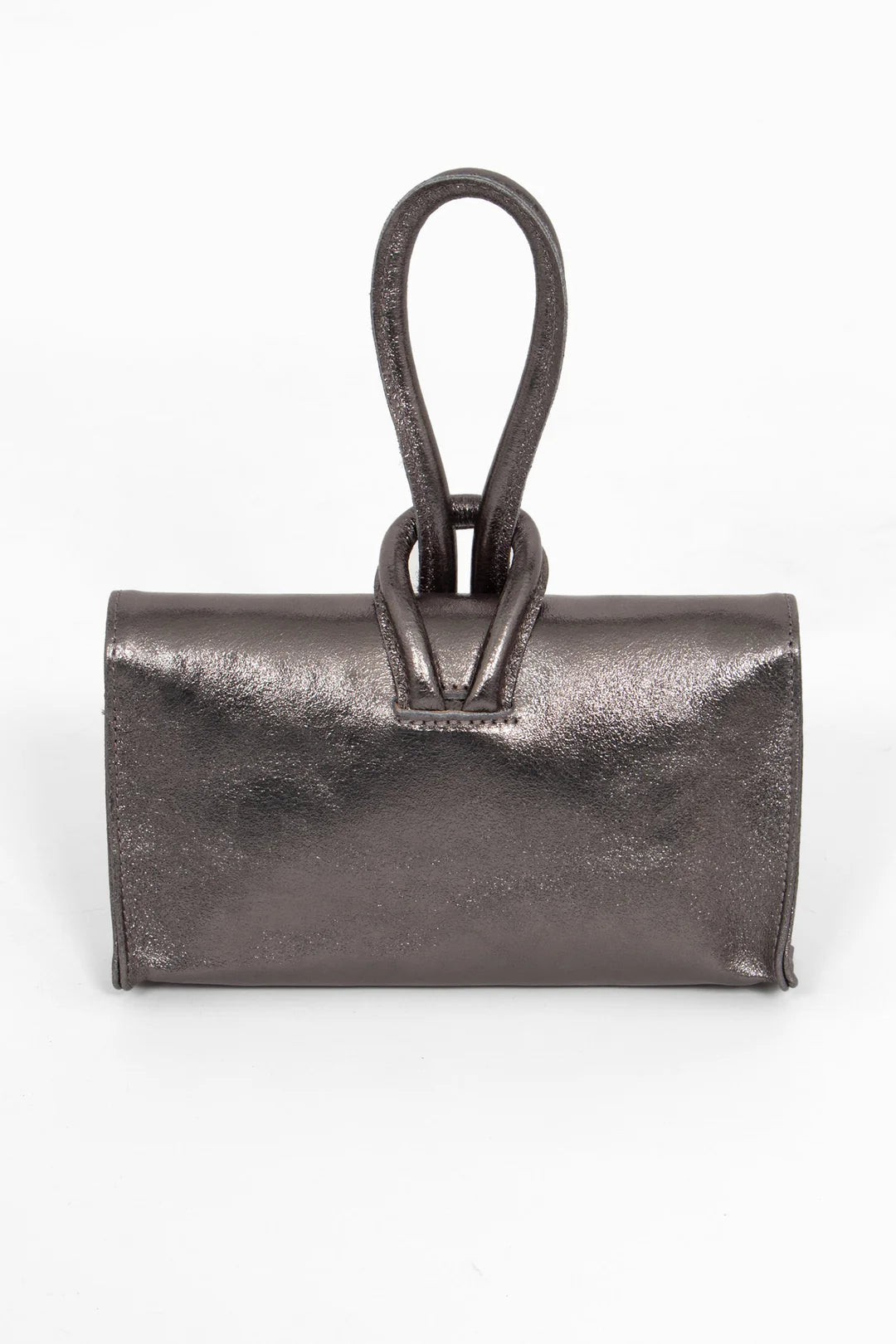 Trixie Italian Leather Bag - Metallic Gun Metal