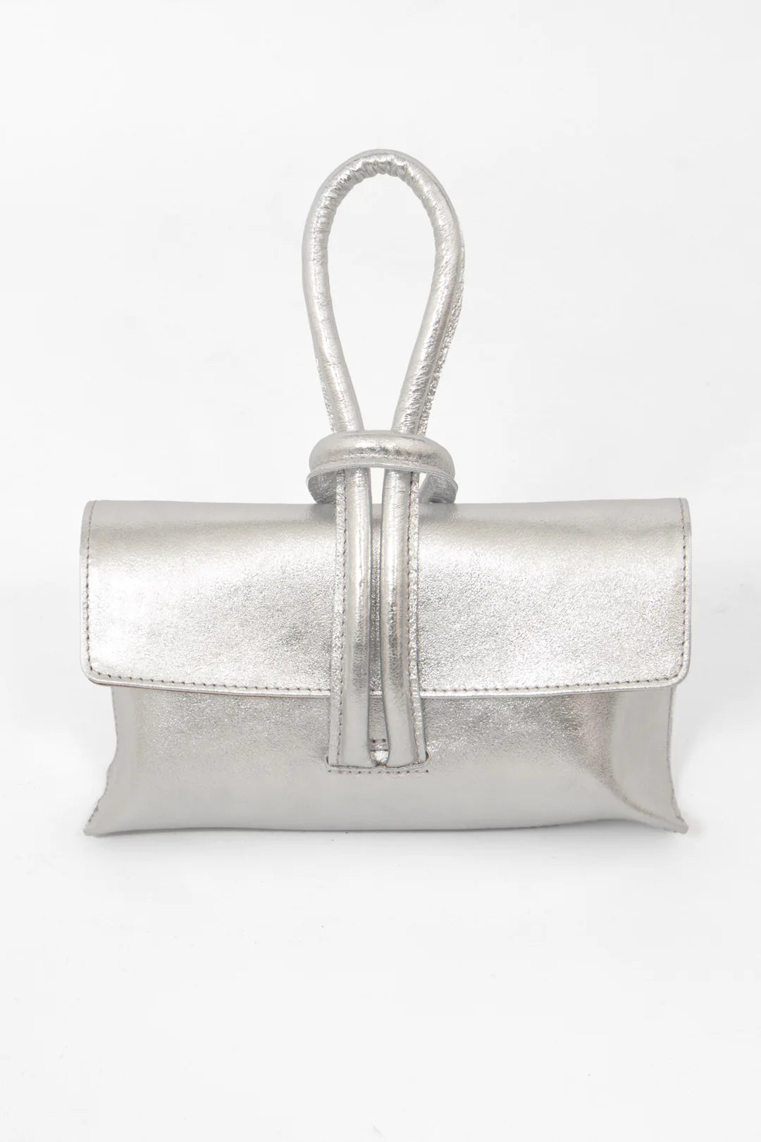 Trixie Italian Leather Bag - Metallic Silver