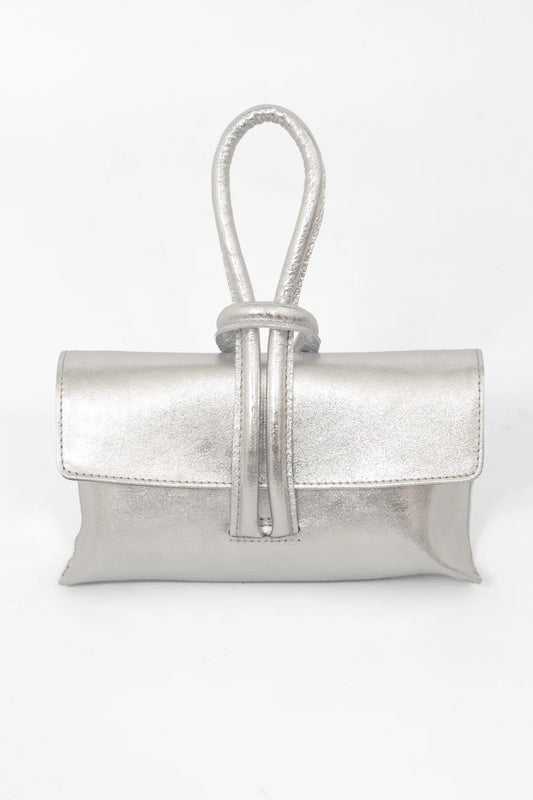 Trixie Italian Leather Bag - Metallic Silver