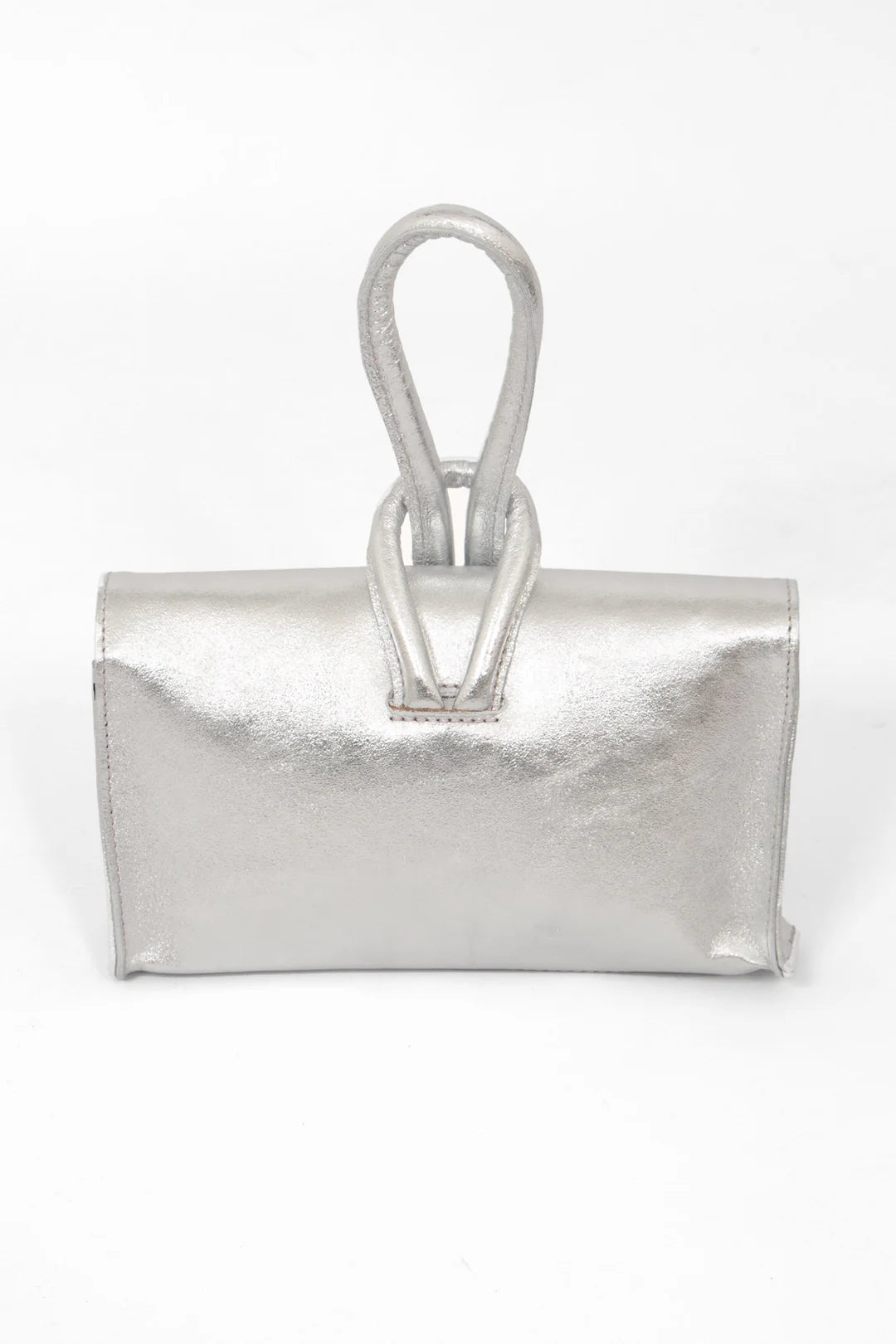 Trixie Italian Leather Bag - Metallic Silver