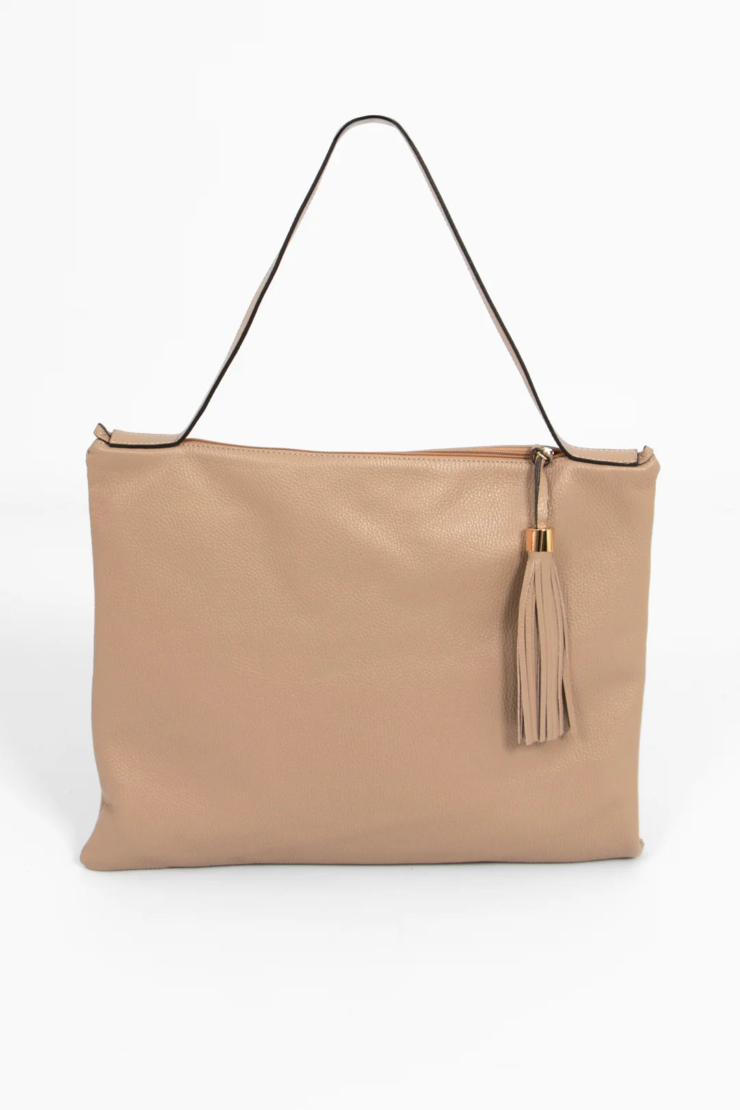 Dulce Italian Leather Tote Bag - Taupe