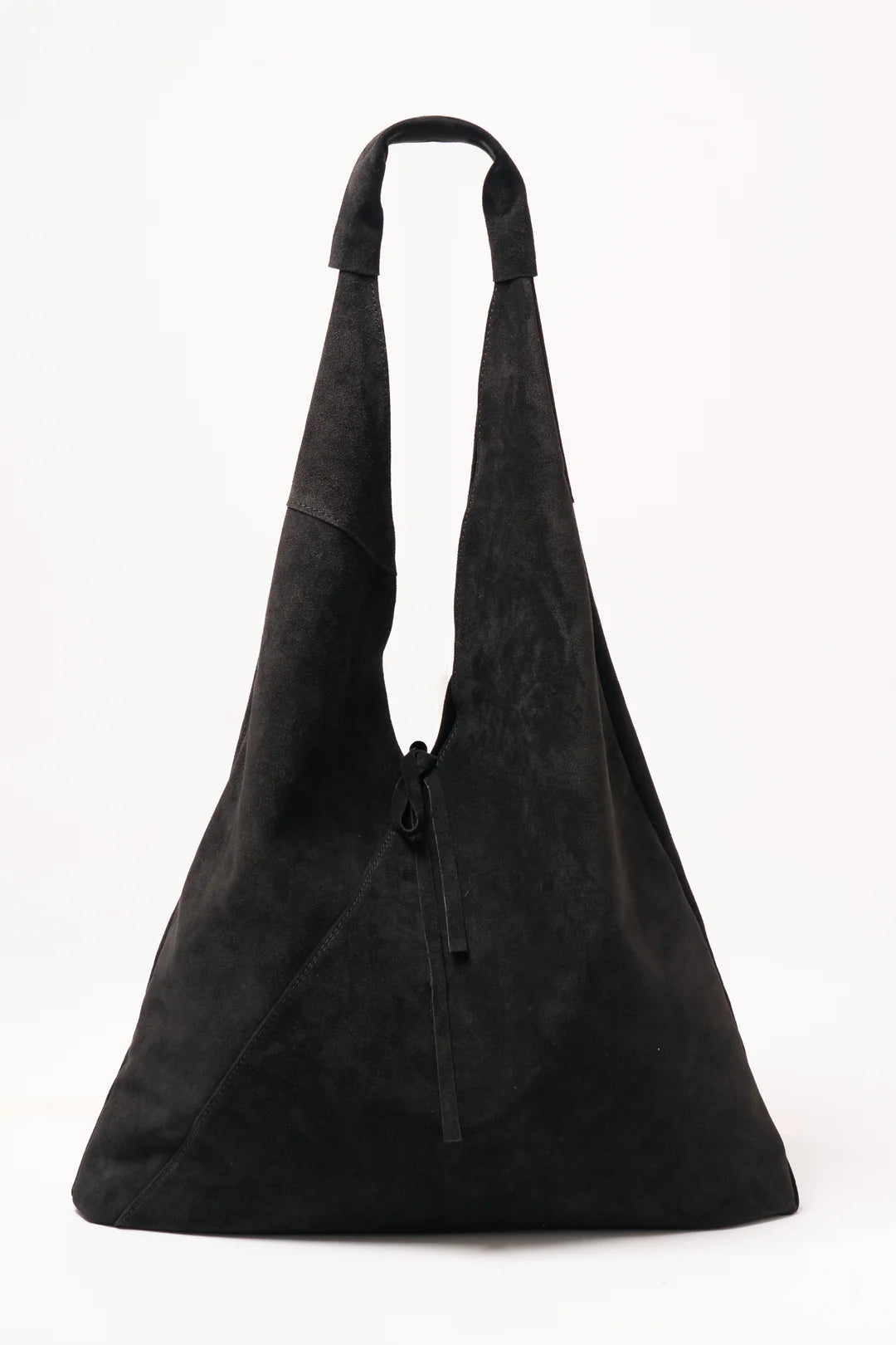 Nell Black Italian Suede Shoulder Bag