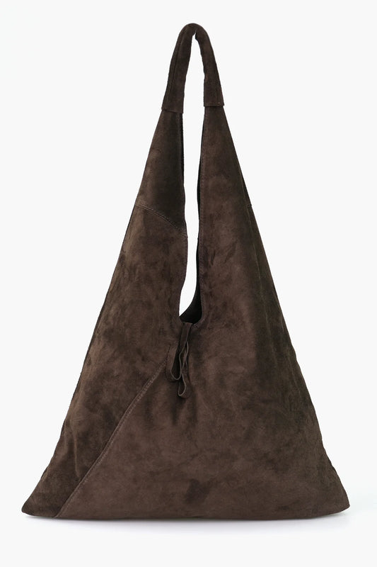 Nell Brown Italian Suede Shoulder Bag