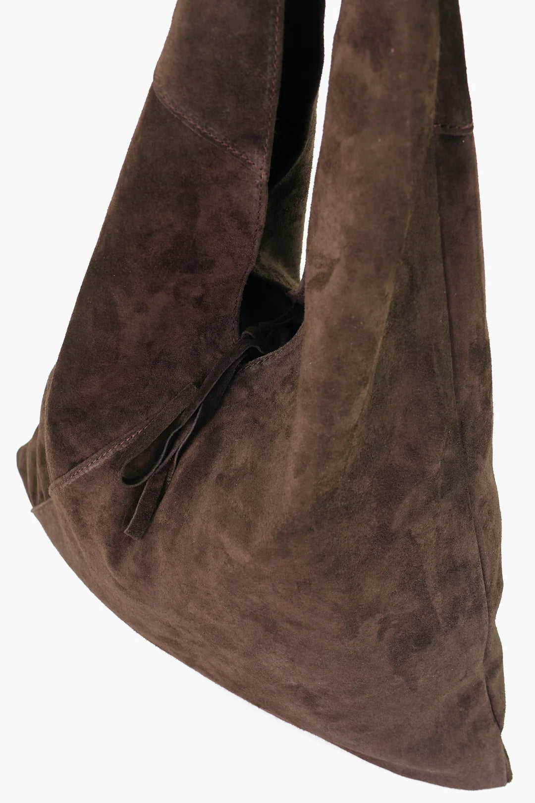Nell Brown Italian Suede Shoulder Bag