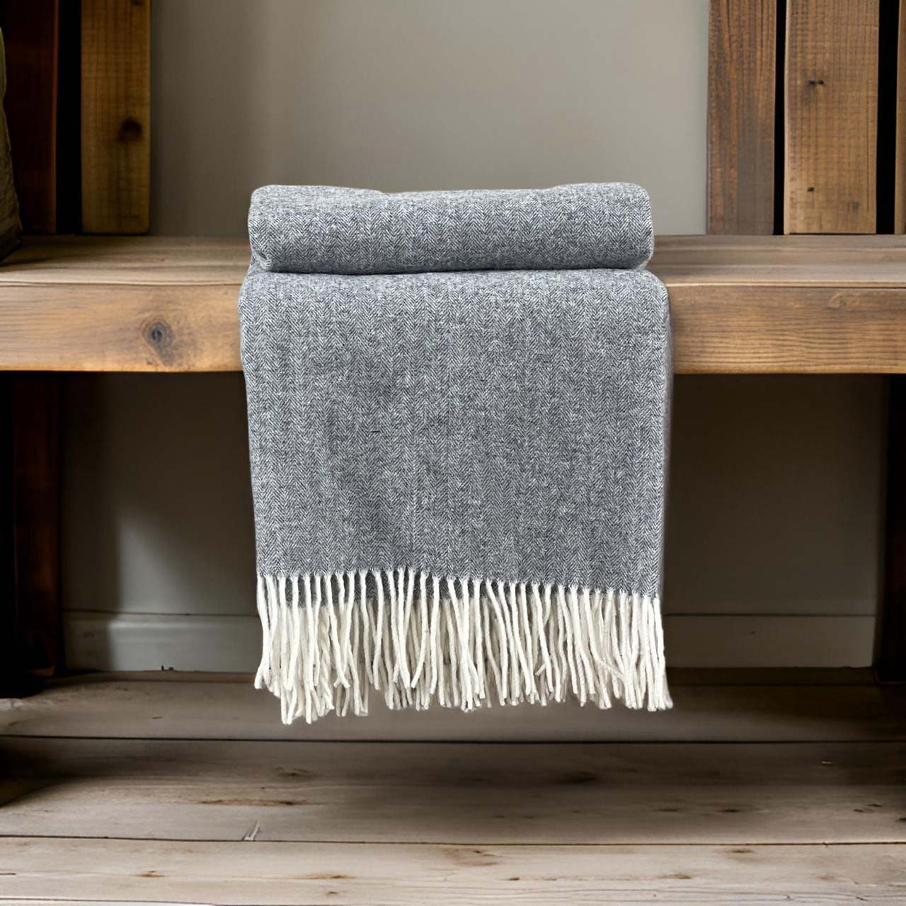 Pure Wool Throw - Soft Grey