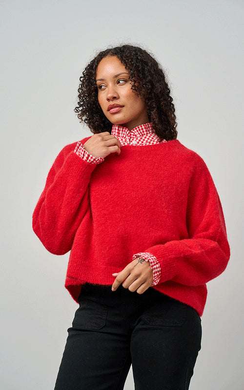 Bettina Short Alpaca Jumper, Red