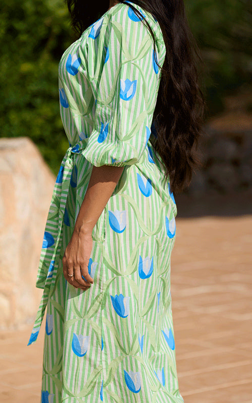Cannes Midi Dress - Blue Tulips