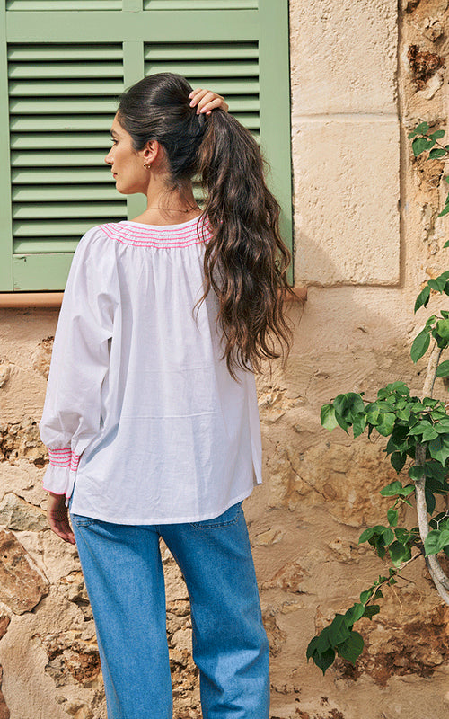 Villefranche Embroidered Blouse - Pink