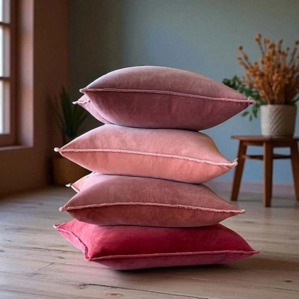 Dusky Pink, Stonewashed Velvet Cushion