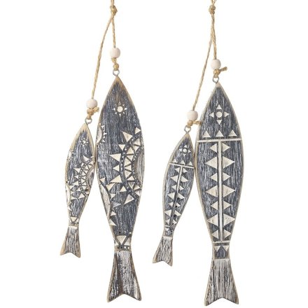 Wooden Beaded Fish Hangers