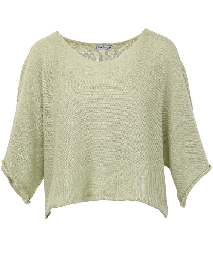Cotton Blend Short Tunic Top - Summer Green