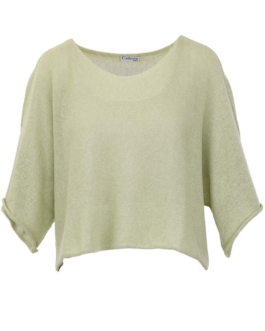 Cotton Blend Short Tunic Top - Summer Green