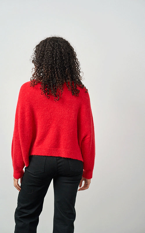 Bettina Short Alpaca Jumper, Red