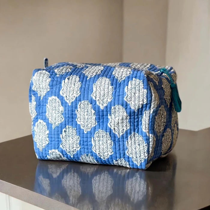 Wash/Cosmetic Bag - Blue Block Motif