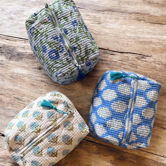 Wash/Cosmetic Bag - Blue Block Motif