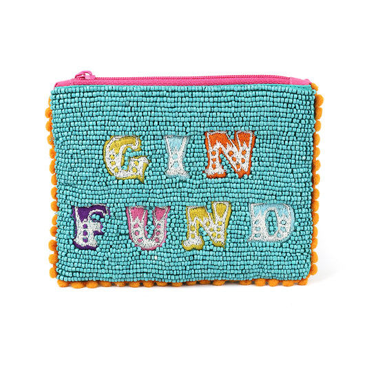 Gin Fund - Small Aqua Beaded Pom-Pom Purse