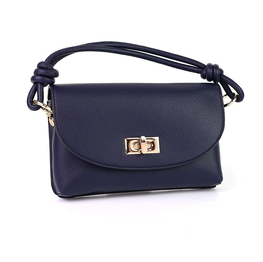 Navy Vegan Leather Mini Bag