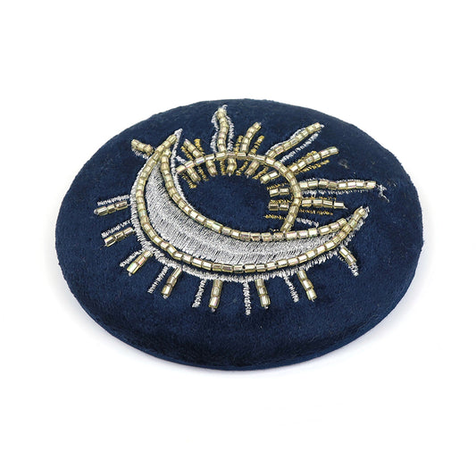 Celestial Petrol Blue Velvet Compact Mirror