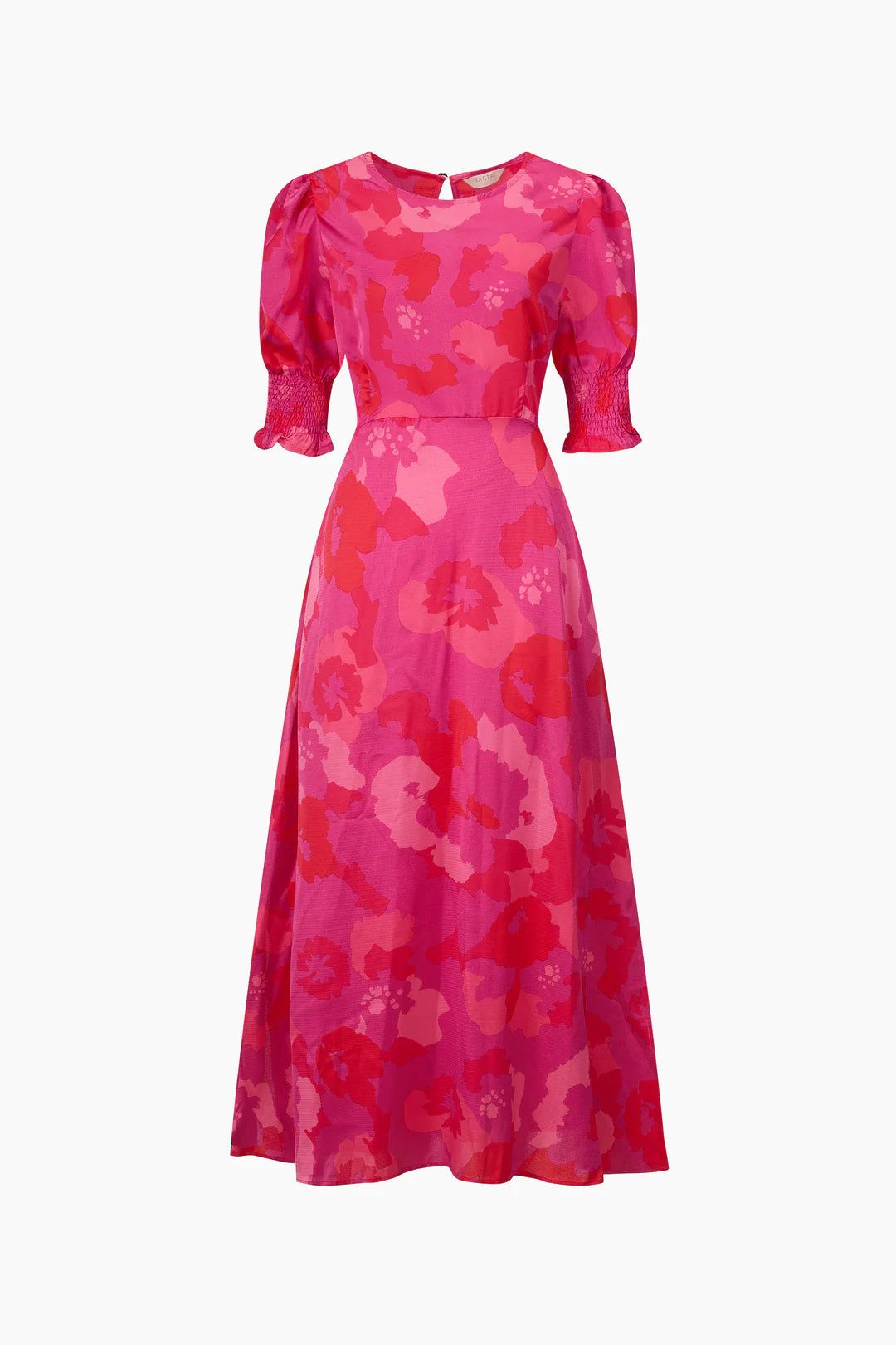 Floral Midi Tea Dress - Hot Pink